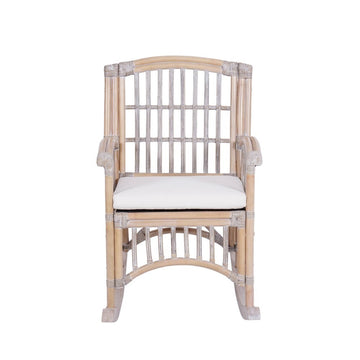 Swayze Bohemian Farmhouse Woven Rattan/Wood Rocking Chair - JONATHAN Y
